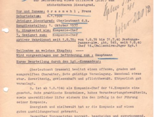 Vorschlag zur Beförderung (Proposal for Promotion) for Franz Grassmehl