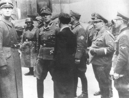 SS-Brigadeführer Jürgen Stroop and SS Officer Look Up during the Fighting