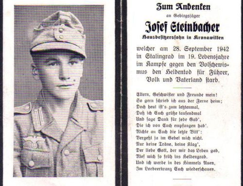 Remembrance Card of Soldier Who Died at Stalingrad