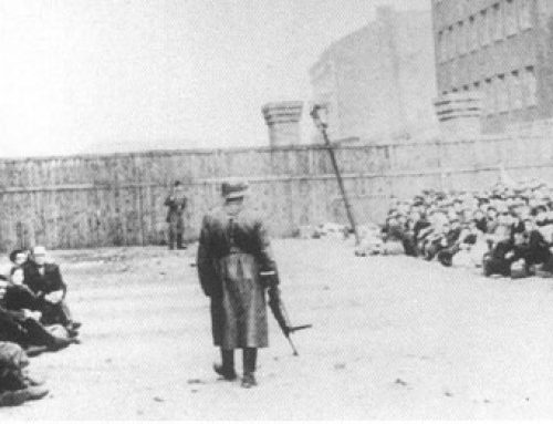 SS and Ukrainian Soldier Guarding Jews at the Umschlagplatz