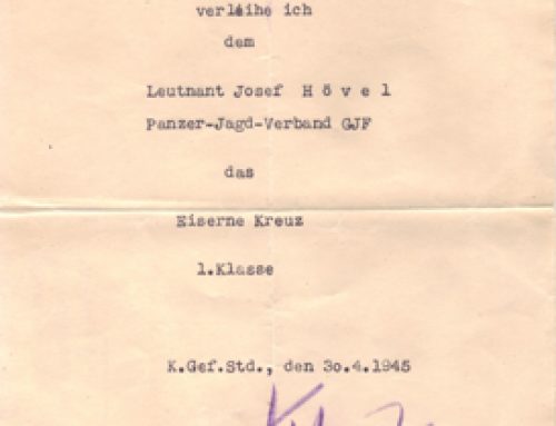 Vorläufige Besitzurkunde Eiserne Kreuz 1. Klasse